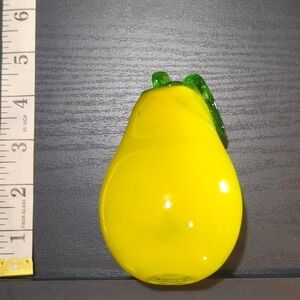 Vintage Murano Style Hand Blown Glass Fruit - Pear With‎ Leaf
